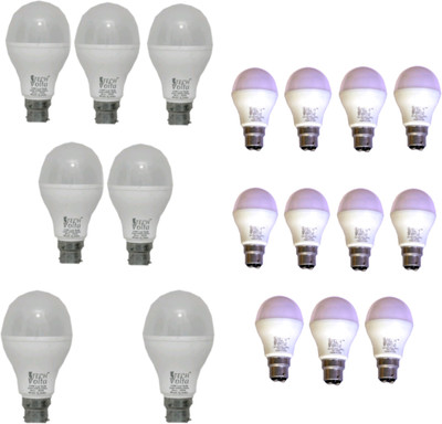 Techvolta 15 W, 9 W Basic Round B22 LED Bulb(White, Pack of 18)