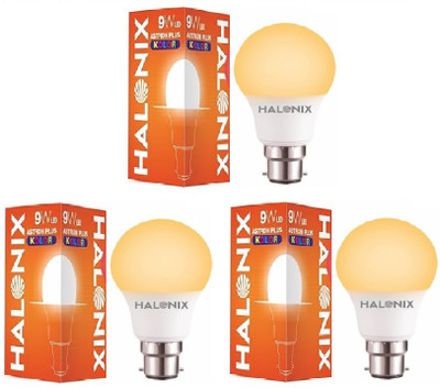 HALONIX 9 W Basic Decorative B22 LED Bulb(Yellow, Pack of 3)