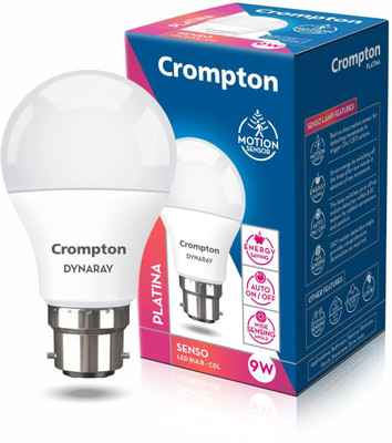 Crompton 9 W Motion Sensor Round B22 LED Bulb(White)