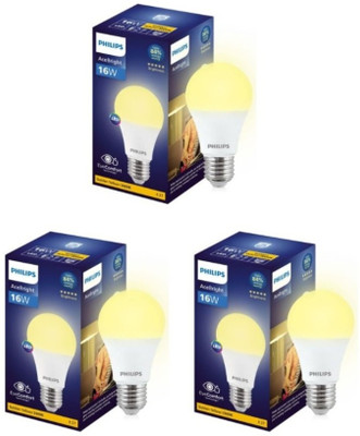PHILIPS 16 W Basic Round E27 LED Bulb(Yellow, Pack of 3)