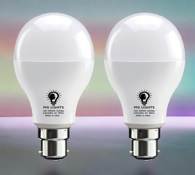 mg lights 12 W Basic Arbitrary B22 LED Bulb(White, Pack of 2)