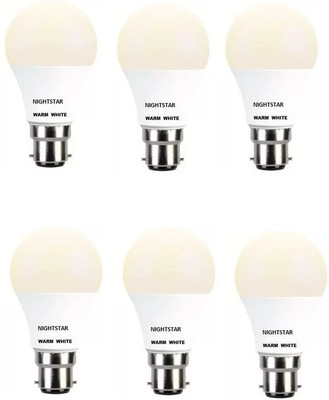 Nightstar 7 W Basic Standard B22 D LED Bulb(Yellow, Pack of 6)