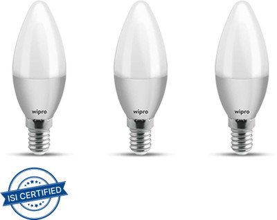Wipro 3 W Basic Standard E14 LED Bulb(Yellow, Pack of 3)