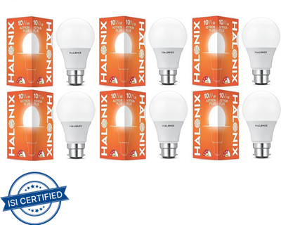 HALONIX 10 W Basic Round B22 LED Bulb(White, Pack of 6)