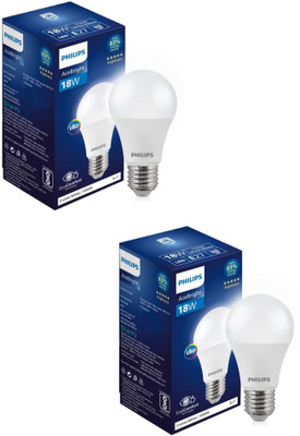 PHILIPS 18 W Basic Round E27 LED Bulb(White, Pack of 2)
