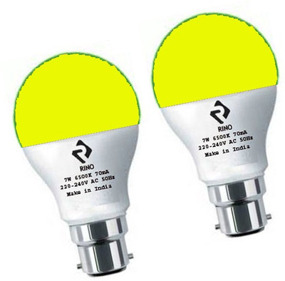 rino 7 W Basic Standard B22 LED Bulb(Yellow, Pack of 2)