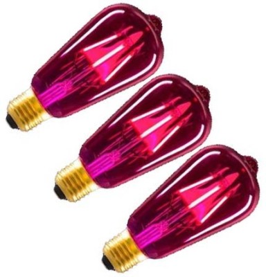 Baslash 4 W Decorative E27 Basic LED Bulb(Pink, Pack of 3)