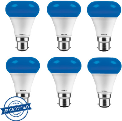 HAVELLS 7 W Basic Standard B22 LED Bulb(Blue, Pack of 6)