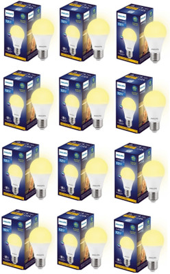 PHILIPS 12 W Basic Round E27 LED Bulb(Yellow, Pack of 12)