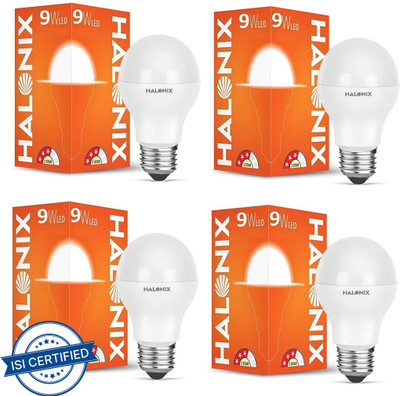 HALONIX 9 W Round E27 LED Bulb(White, Pack of 4)