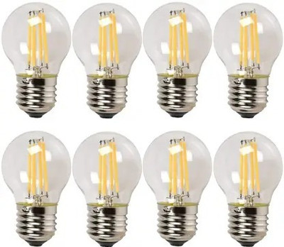 SHBK 4 W Eye Safety Compliance Round E27 LED Bulb(Yellow, Pack of 8)