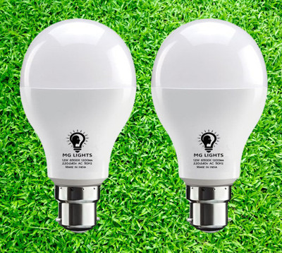 mg lights 12 W Basic Arbitrary B220 LED Bulb(White, Pack of 2)