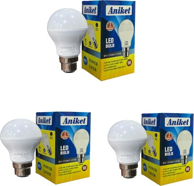 aniket 9 W Round B22 Basic LED Bulb(White, Pack of 3)