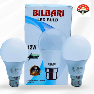 Bilbari 12 W Basic Round B22 LED Bulb(White, Pack of 2)