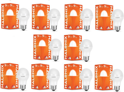 HALONIX 9 W Basic Round E27 LED Bulb(Yellow, Pack of 10)