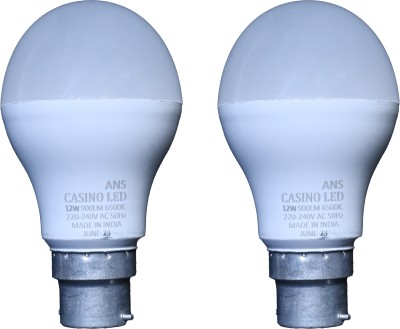 Casino 12 W Round B22 LED Bulb(White, Pack of 3)