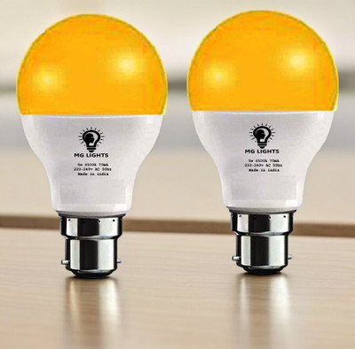 mg lights 5 W Basic Arbitrary B22 LED Bulb(Yellow, Pack of 2)