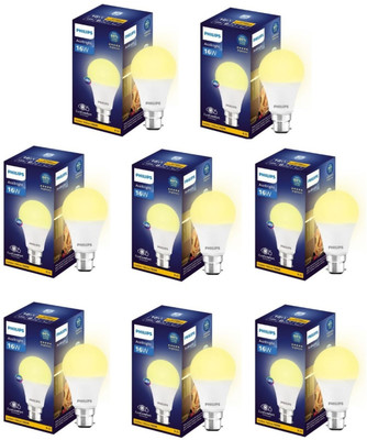 PHILIPS 16 W Basic Round B22 LED Bulb(Yellow, Pack of 8)