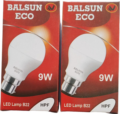 BALSUN ECO 9 W Basic Round B22 LED Bulb(White, Pack of 2)