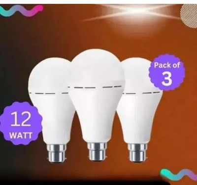 Gold Nation 12 W Inverter Round B23 LED Bulb(White, Pack of 3)