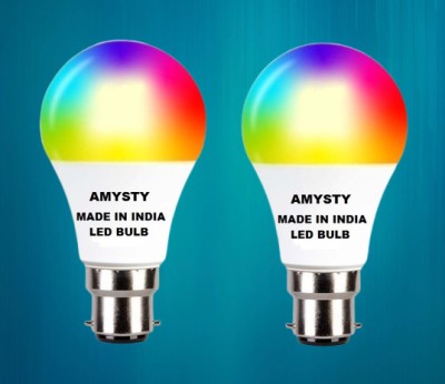AMYSTY 10 W Round B22 LED Bulb(Red, Blue, Green, Pink, White, Yellow, Orange, Pack of 2)