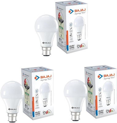 BAJAJ 5 W Basic Standard B22 LED Bulb(White, Pack of 3)