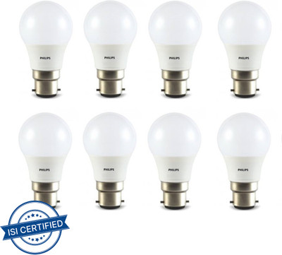PHILIPS 5 W Basic Round B22 LED Bulb(White, Pack of 8)