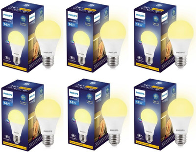 PHILIPS 14 W Basic Round E27 LED Bulb(Yellow, Pack of 6)