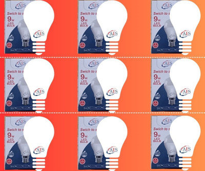 AES 9 W Basic Globe B22 D LED Bulb(White, Pack of 9)