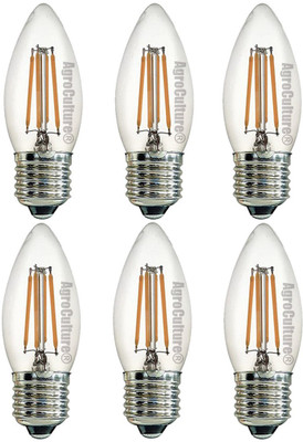 AgroCulture 4 W Basic Candle E26 LED Bulb(Yellow, Pack of 6)