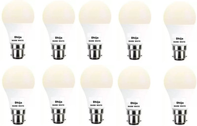 Dhija 7 W Basic Round B22 LED Bulb(Yellow, Pack of 10)