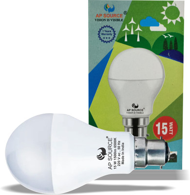 AP Source 15 W Basic Round B22 LED Bulb(White, Pack of 2)