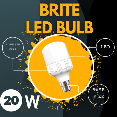 BRITE TRADERS 20 W Round B22 LED Bulb(White)