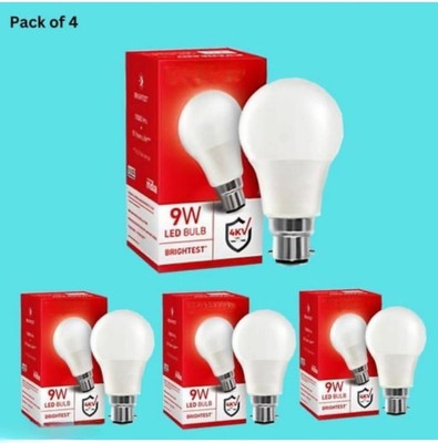 Gold Nation 9 W Basic Round B22 LED Bulb(White, Pack of 4)