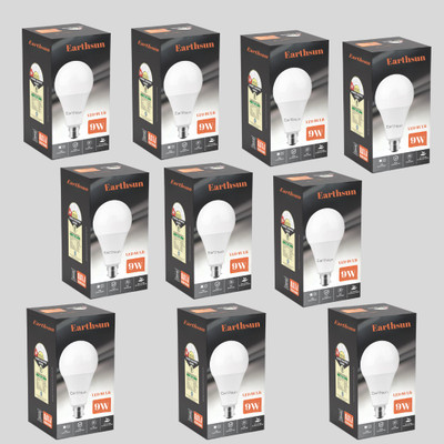 EarthSun 9 W Inverter Round B22 D LED Bulb(White, Pack of 10)