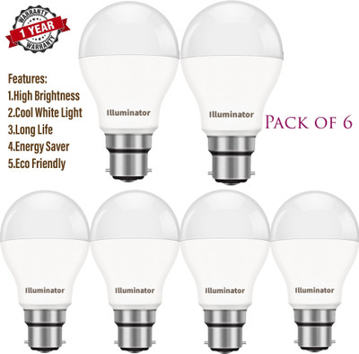 spark world 9 W Basic Standard B22 LED Bulb(White, Pack of 6)