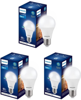 PHILIPS 14 W Basic Round E27 LED Bulb(White, Pack of 3)