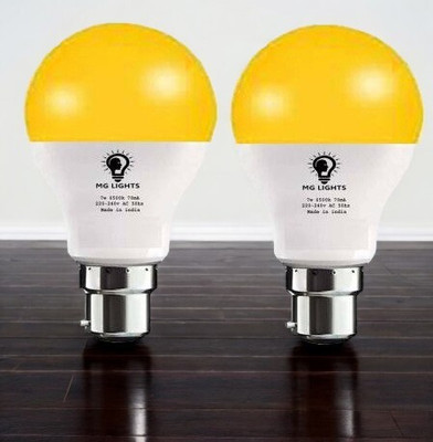 mg lights 5 W Basic Arbitrary B22 LED Bulb(Yellow, Pack of 2)