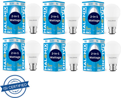 HALONIX 9 W, 0.5 W Basic Round B22 LED Bulb(White, Pack of 6)