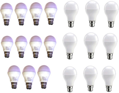 Techvolta 9 W, 12 W Basic Round B22 LED Bulb(White, Pack of 20)