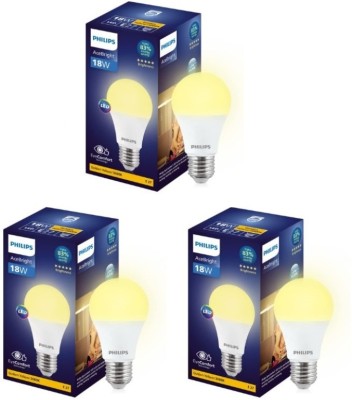 PHILIPS 18 W Round E27 LED Bulb(Yellow, Pack of 3)