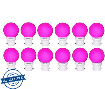 PHILIPS 0.5 W Basic Round B22 LED Bulb(Pink, Pack of 12)