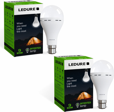 Ledure 9 W Inverter Round B22 D Inverter Bulb(White, Pack of 2)