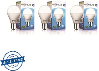 Wipro 9 W Standard B22 LED Bulb(White, Pack of 3)