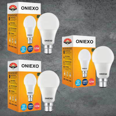 ONIEXO 12 W Inverter Round B22 Inverter Bulb(White, Pack of 3)