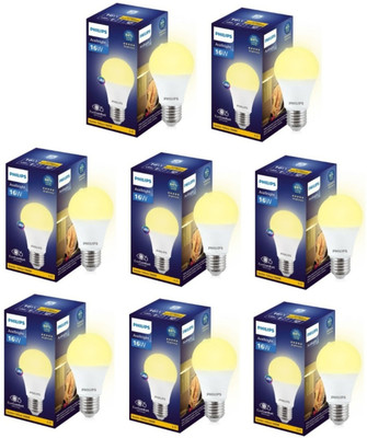 PHILIPS 16 W Basic Round E27 LED Bulb(Yellow, Pack of 8)