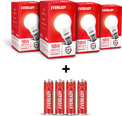 EVEREADY 10 W Basic Standard B22 LED Bulb(White, Pack of 4)