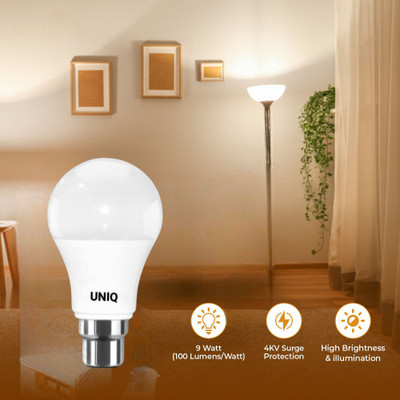 UNIQ 9 W Basic Round B22 LED Bulb(White, Pack of 2)