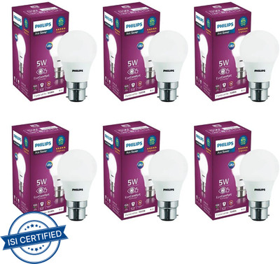 PHILIPS 5 W Basic Standard B22 LED Bulb(White, Pack of 6)