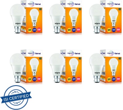 Wipro 9 W Standard B22 LED Bulb(White, Pack of 6)